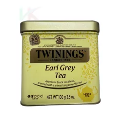   Twinings Earl Grey bergamottos szálas fekete tea fémdobozban – 100 g