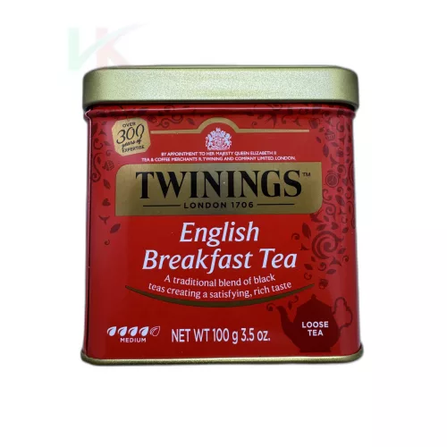 Twinings English Breakfast szálas fekete tea fémdobozban – 100 g