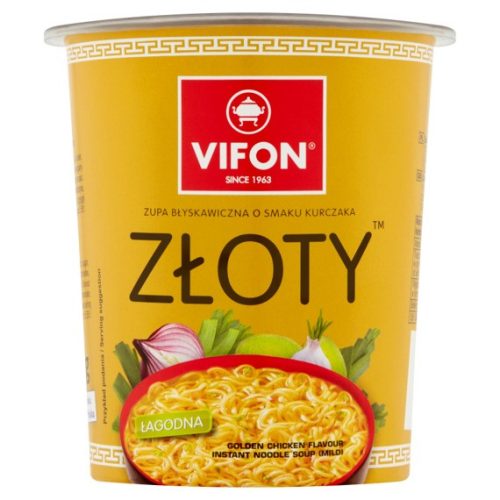 Vifon tyúkhús ízesítésű, enyhe fűszerezésű instant tésztás leves pohárban 60 g