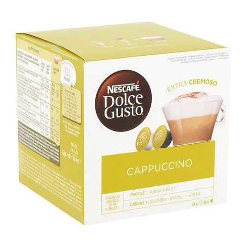 Nescafé Dolce Gusto Cappuccino őrölt pörkölt kávé és teljes tejpor cukorral 2 x 8 db 186,4 g