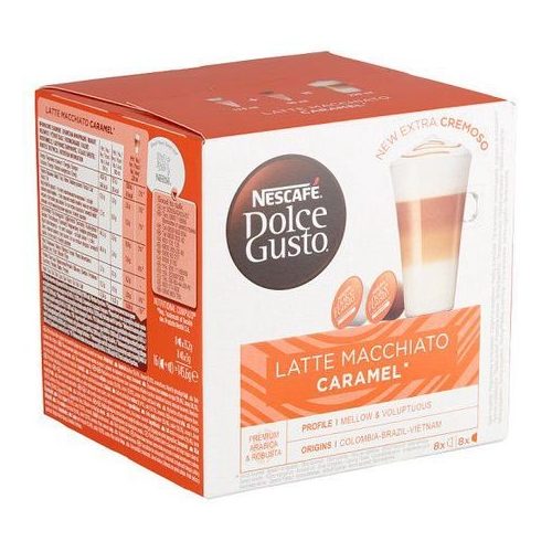 Nescafé Dolce Gusto Latte Macchiato Caramel őrölt pörkölt kávé és karamellás tejpor 2 x 8 db 168,8 g