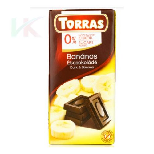 Torras étcsokoládé banán cukor nélkül 75 g