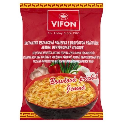 Vifon enyhe fűszerezésű, sertéshús ízesítésű instant tésztás leves 60 g